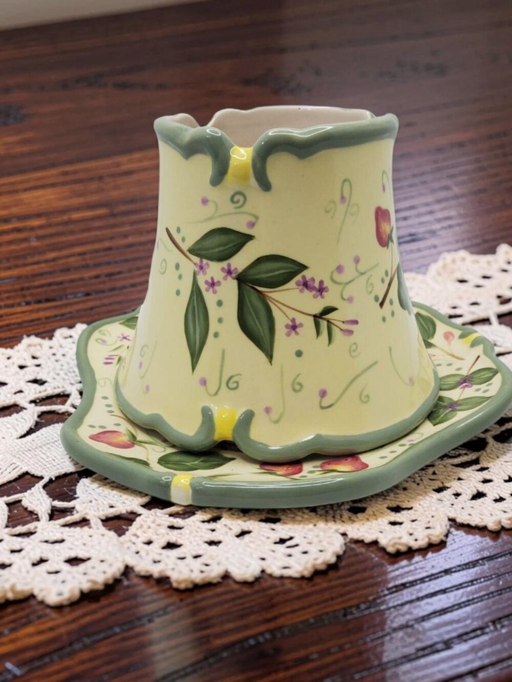 vintage partylite ceramic strawberry fields candle topper